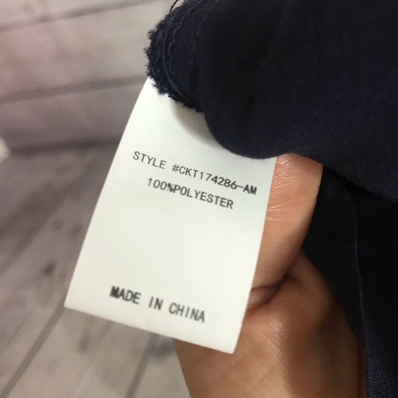 CODE X MODE Tie Back Navy Blue Crewneck Blouse Sizes Small & Medium - Picture 10 of 10